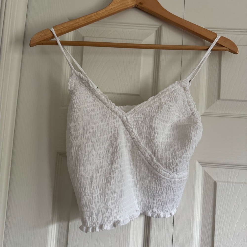 Hollister White Ribbed Crop Top
